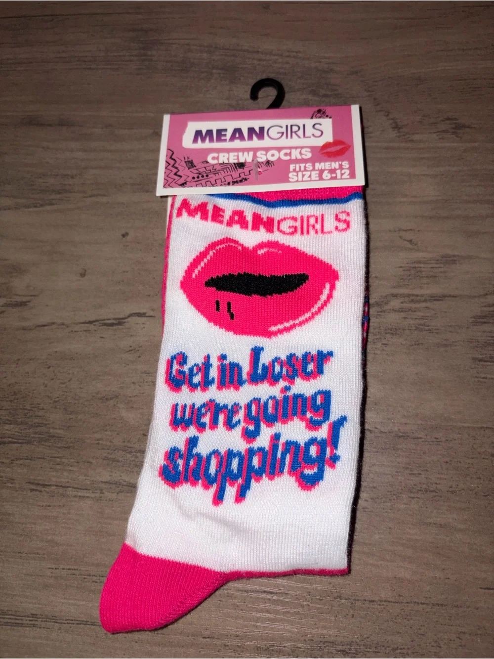 🆕💜🏝️🎉 Mean Girls Crew Socks “Get In Loser We’re Going Shopping” Crew Socks